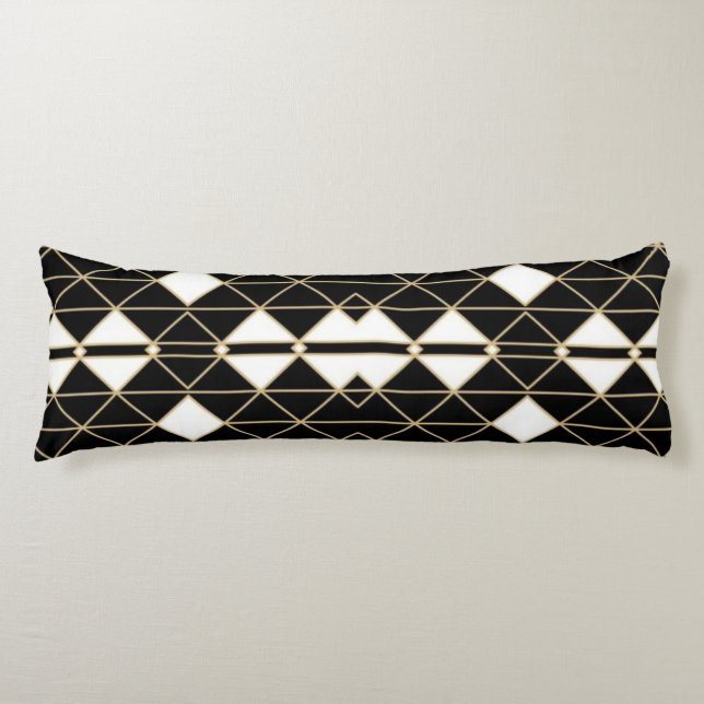Art Deco Black and Gold Geometric luxury Kroppskudde (Framsidan)