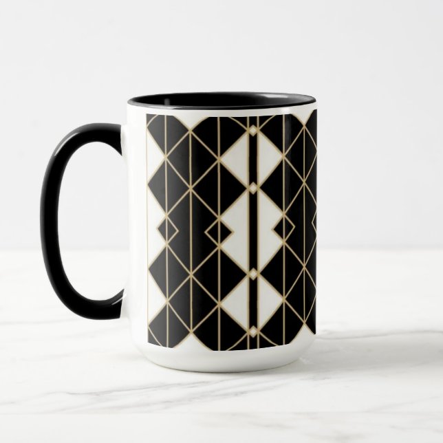 Art Deco Black and Gold Geometric luxury Mugg (Vänster)