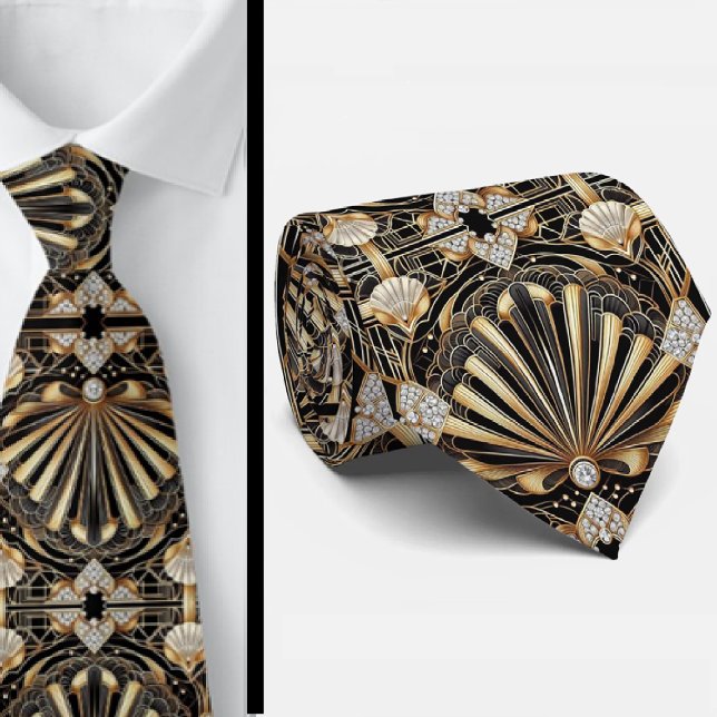 Art Deco Black and Gold Seashell Pattern Neck Tie Slips (Skapare uppladdad)