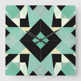 Art Deco Black and Teal Wall Clock Fyrkantig Klocka