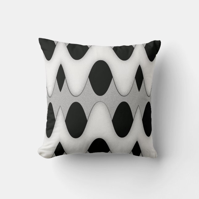 Art Deco Black and White Gleam Wave Dekorativ kudd Kudde (Framsida)