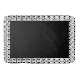 Art Deco Black and White Patterned Bath Mat Badrumsmatta