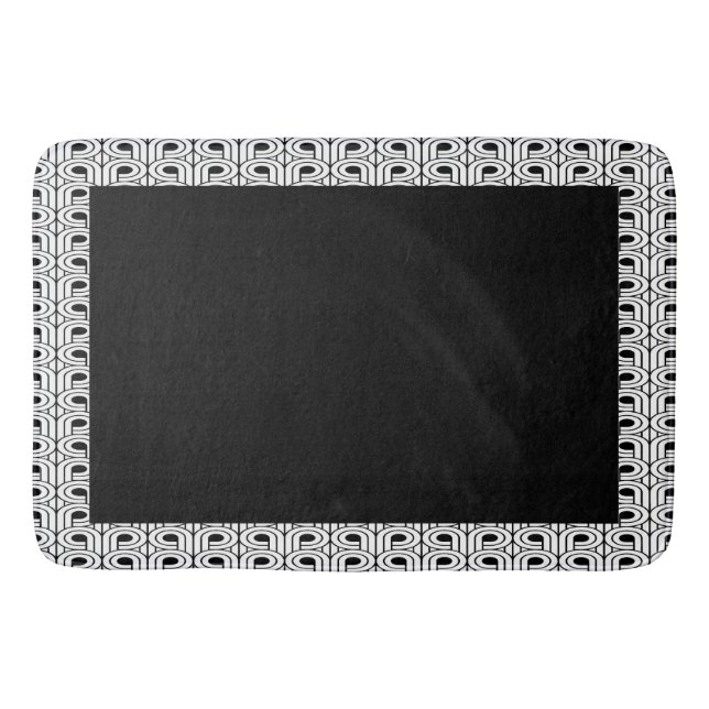 Art Deco Black and White Patterned Bath Mat Badrumsmatta (Framsidan)