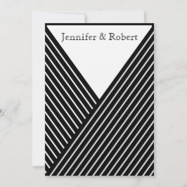 Art Deco Black and White Rand bröllopsinbjudning Inbjudningar