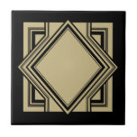 Art Deco Black Beige Guld Chic Geometric Square 05 Kakelplatta<br><div class="desc">Elegant svart och faux guld beige färg art deco stil chic geometric square dekorativ keramiskt plattor inslag dekorativ dekorativ keramik. Observera att guld färg i denna utformning är ett platt beige än färg och inte ett egentligt guld färg eller folie. Slimmad chic, perfekt för en modern eller konsthugg vintage stil...</div>