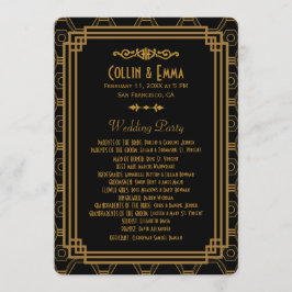 Art Deco Black-Bröllopsprogram Program