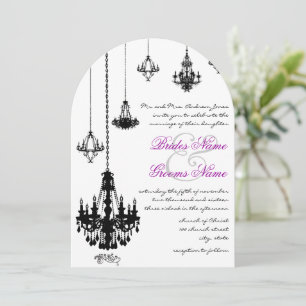 Art Deco Black Chandeliers, inbjudan till Rosa brö