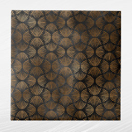 Art Deco Black Copper Fläkt Snäcka Graphic Kakelplatta