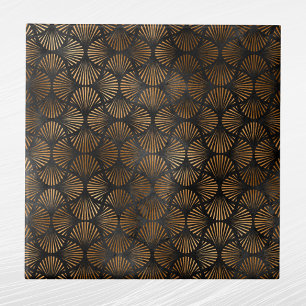 Art Deco Black Copper Fläkt Snäcka Graphic Kakelplatta