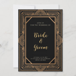 Art Deco Black Copper Tribal Geometric Gatsby Inbjudningar