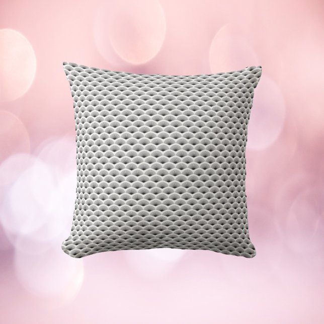 Art Deco Black Fläkt White - bakgrund Kudde (An art deco inspired throw pillow with a black fan pattern on a white background.)