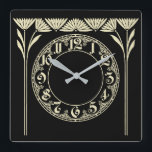 Art Deco Black Fyrkantig Klocka<br><div class="desc">Underbar utformning. Du kommer att kärlek det som andra. Du kan fritt använda den här designen och lägga till text. Följ mig för mer. Tack. Ha en trevlig dag.</div>