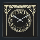 Art Deco Black Fyrkantig Klocka<br><div class="desc">Underbar utformning. Du kommer att kärlek det som andra. Du kan fritt använda den här designen och lägga till text. Följ mig för mer. Tack. Ha en trevlig dag.</div>