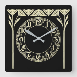 Art Deco Black Fyrkantig Klocka