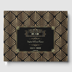 Art Deco Black Gatsby 1920-talet Bröllop Gästböcker