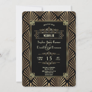 Art Deco Black Gatsby 1920-talet Stil Bröllop Inbjudningar