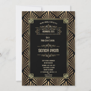 Art Deco Black Gatsby 1920-talet Stil Senior PROM Inbjudningar