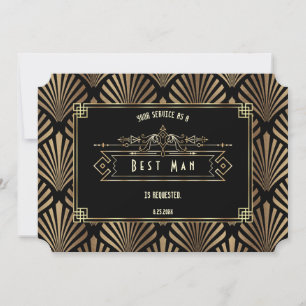 Art Deco Black Gatsby blir du min bästa man Inbjudningar