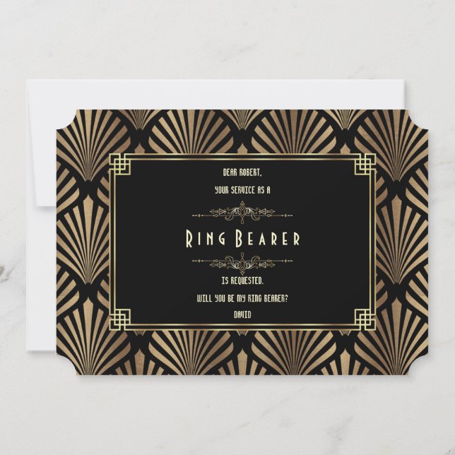 Art Deco Black Gatsby kommer du att bli min Ring-b Inbjudningar (Baksida)