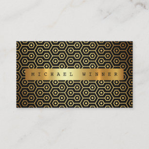 Art Deco Black Glam Ornament Vip Golden Foil Visitkort