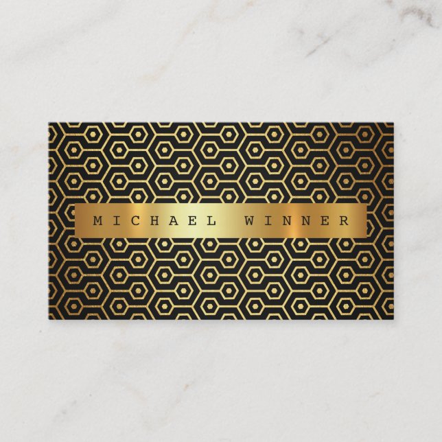 Art Deco Black Glam Ornament Vip Golden Foil Visitkort (Framsida)
