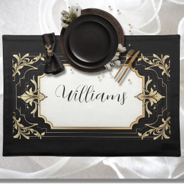 Art Deco Black & Gold Ornate Frame  Bordstablett