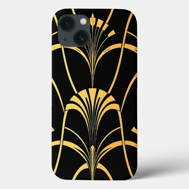 Art Deco Black Gold Pattern iPhone Case (Baksida)