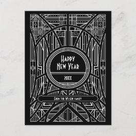 Art deco Black Gott nytt år Vykort