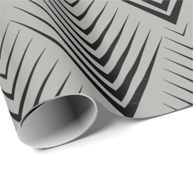 Art Deco Black Grått Elegant Minimal botanisk  Presentpapper (Rullad Hörn)