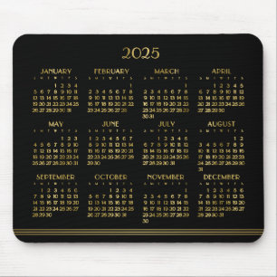 Art Deco Black Guld Årskalender 2025 Musmatta