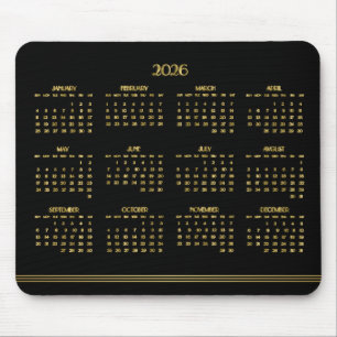 Art Deco Black Guld Årskalender 2026 Musmatta