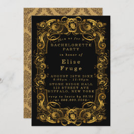 Art Deco Black Guld Bachelorette-partiets inbjudan