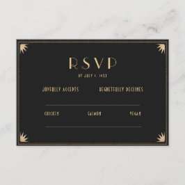 Art Deco Black Guld Bröllop 20-talet | OSA QR-kod Tilläggskort