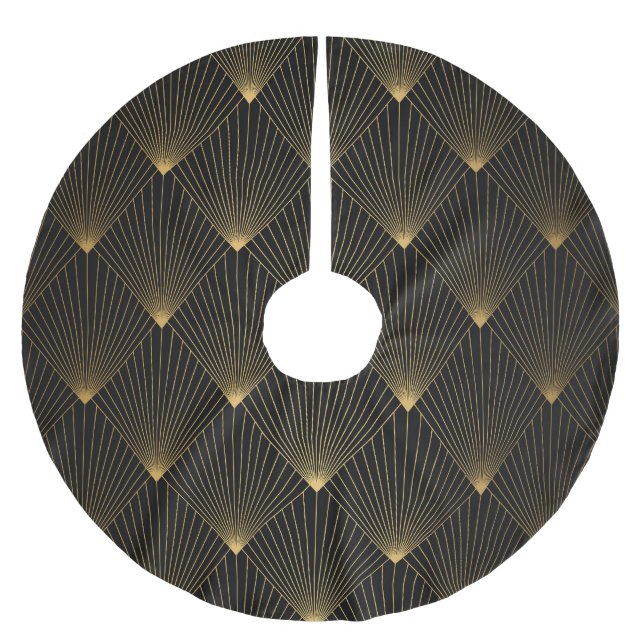 Art Deco: Black Guld Elegance. Julgransmatta Borstad Polyester (Framsidan)