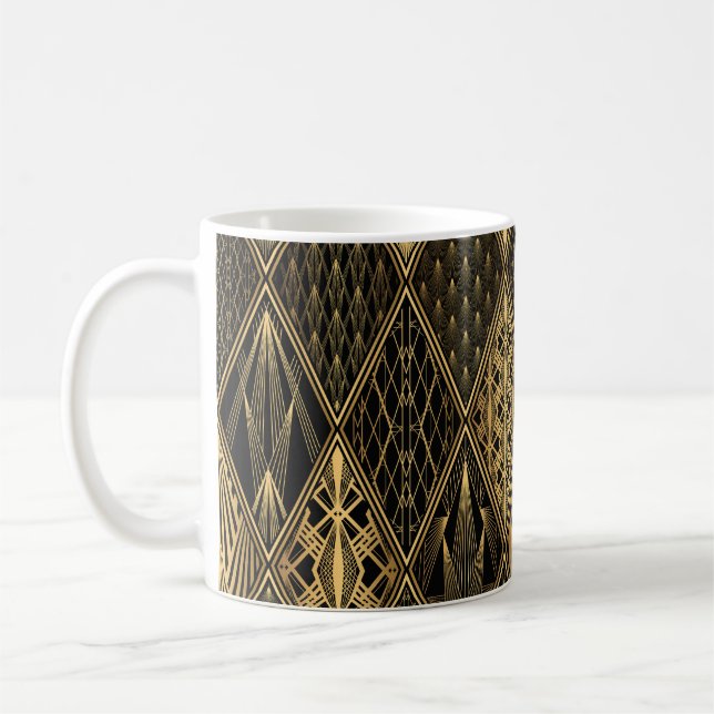 Art Deco Black Guld Elegance Kaffemugg (Vänster)