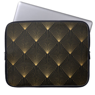 Art Deco: Black Guld Elegance. Laptop Fodral