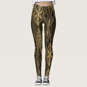 Art Deco Black Guld Elegance Leggings