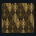 Art Deco Black Guld Elegance Poster<br><div class="desc">Art Deco Mönster. Sömlös svart bakgrund och guld bakgrund. Metalliska snäckor eller skalar snöre ornament i hembussar. Minimalistisk geometrisk design. Vintage linjer. 1920-30-talets motiv. Luxvaror i vintagen. Art Deco Mönster - Svart och guld elegans. Bygg upp de lyxiga vintagarna vibes. Stega in konsthavaren svart och guld. deco, bakgrund, mönster, illustration,...</div>