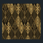 Art Deco Black Guld Elegance Poster<br><div class="desc">Art Deco Mönster. Sömlös svart bakgrund och guld bakgrund. Metalliska snäckor eller skalar snöre ornament i hembussar. Minimalistisk geometrisk design. Vintage linjer. 1920-30-talets motiv. Luxvaror i vintagen. Art Deco Mönster - Svart och guld elegans. Bygg upp de lyxiga vintagarna vibes. Stega in konsthavaren svart och guld. deco, bakgrund, mönster, illustration,...</div>