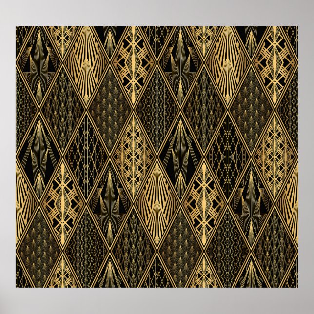 Art Deco Black Guld Elegance Poster (Framsidan)