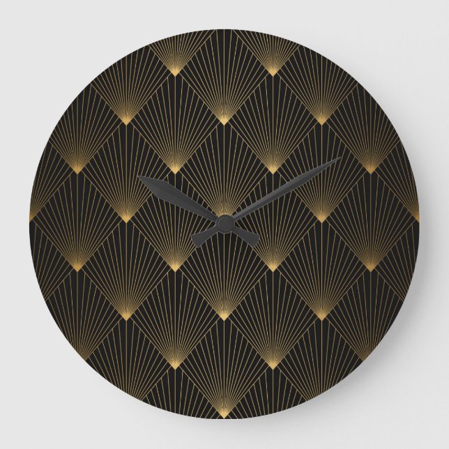 Art Deco: Black Guld Elegance. Stor Klocka (Framsida)