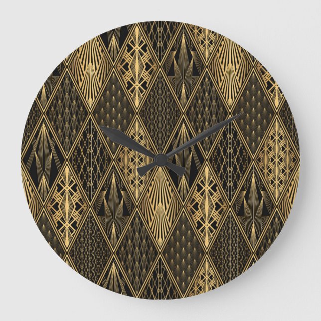 Art Deco Black Guld Elegance Stor Klocka (Framsida)