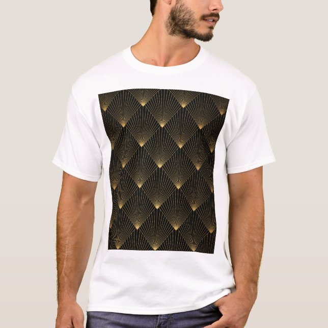 Art Deco: Black Guld Elegance. T Shirt (Framsida)