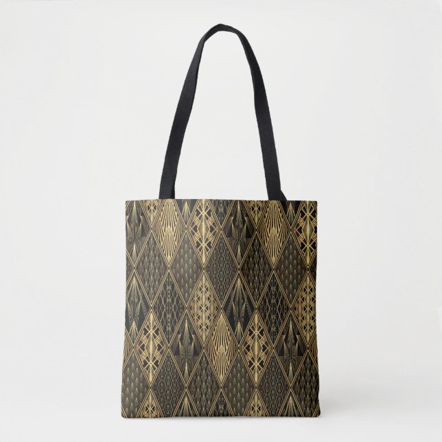 Art Deco Black Guld Elegance Tygkasse (Framsida)