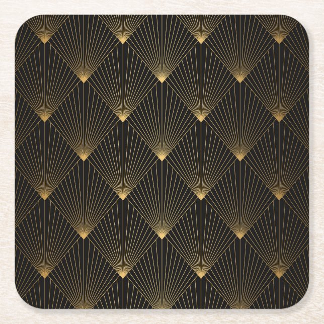 Art Deco: Black Guld Elegance. Underlägg Papper Kvadrat (Framsidan)