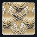 Art deco Black guld Fyrkantig Klocka<br><div class="desc">Art deco Black guld Square Wall Clock.</div>