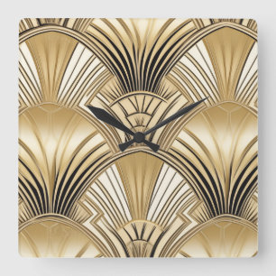 Art deco Black guld Fyrkantig Klocka