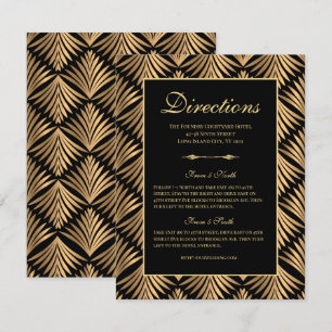 Art Deco Black Guld Gatsby Bröllop Directions Inbjudningar