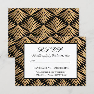 Art Deco Black Guld Gatsby Bröllop OSA Inbjudningar