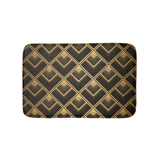 Art Deco Black Guld: Geometric Badrumsmatta (Framsidan)